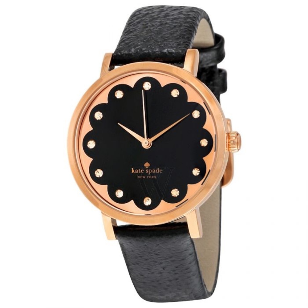Kate Spade Black Scallop Watch Rose Gold